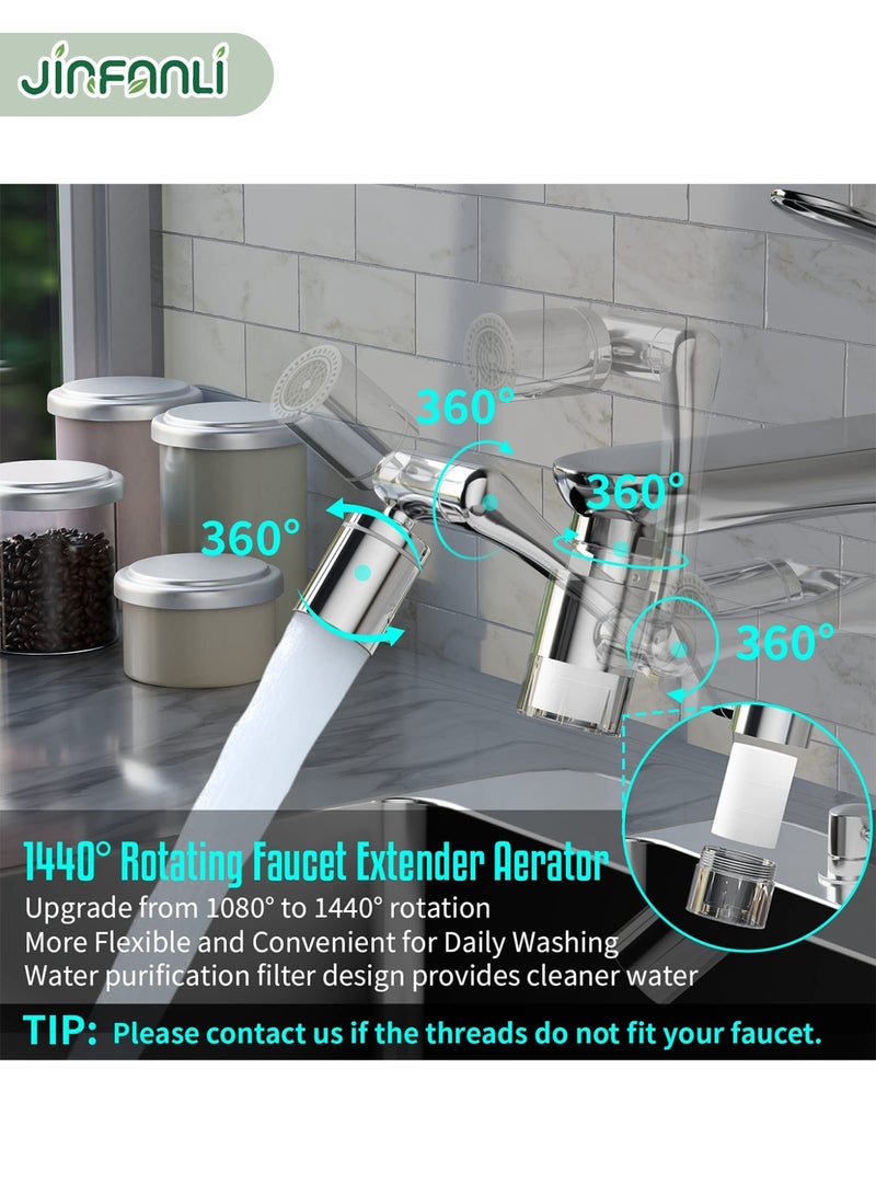 JINFANLI 1080° Swivel Faucet Water Filter - Alloy Bathroom/Kitchen Rotating Purifier with 2 Spray Modes & Water-Saving Aerator, Splash-Free Extension Mount System - Image 3