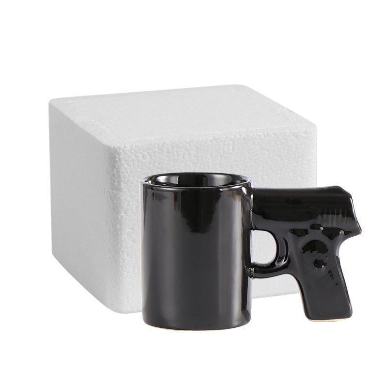 3D Pistol Ceramic Cup: 9.5cm Height 8cm Diameter, Durable High-Quality Ceramic - Unique Gold & Silver Finish, Portable Compact Size for Daily Use, Travel, Business Meetings or Promotional Gifts - Image 1