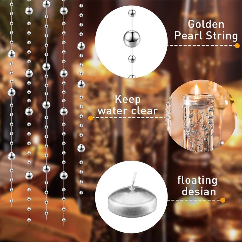 Nuanchu 12 Pack 1.65 Inch Floating Candles or Centerpiece Unscented Wax Burning Water Floating Candle Set for Cylinder Vase Wedding Party Gifts Pool Home Decor(Silver) - Image 4