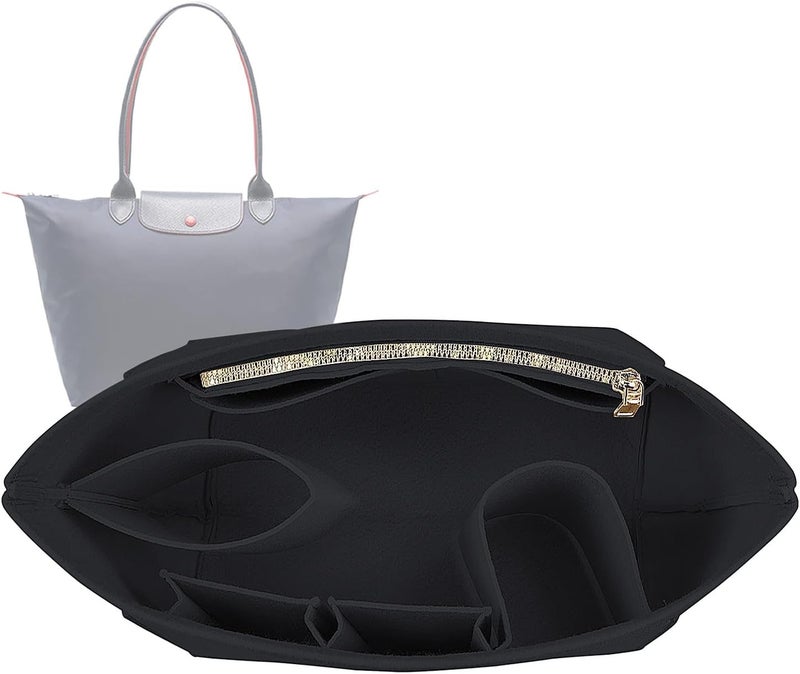 Lckaey Purse Organizer Insert for Longchamp Le Pliage Large Tote, Felt Handbag Organizer, Black, 1028black-L (AG) - Image 2