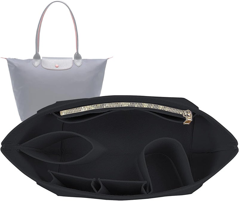 Lckaey Purse Organizer Insert for Longchamp Le Pliage Large Tote, Felt Handbag Organizer, Black, 1028black-L (AG) - Image 1