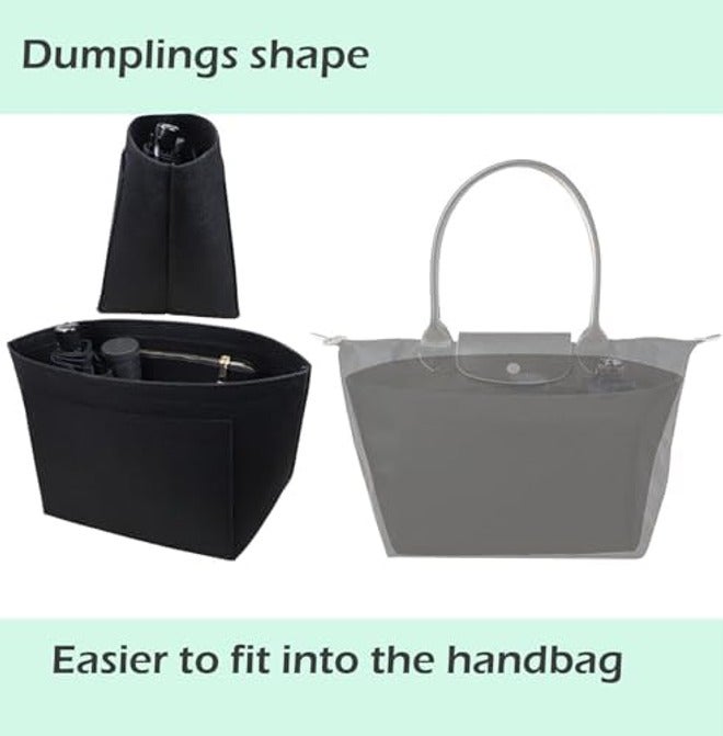 Lckaey Purse Organizer Insert for Longchamp Le Pliage Large Tote, Felt Handbag Organizer, Black, 1028black-L (AG) - Image 5