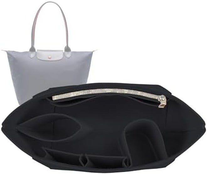 Lckaey Purse Organizer Insert for Longchamp Le Pliage Large Tote, Felt Handbag Organizer, Black, 1028black-L (AG) - Image 3