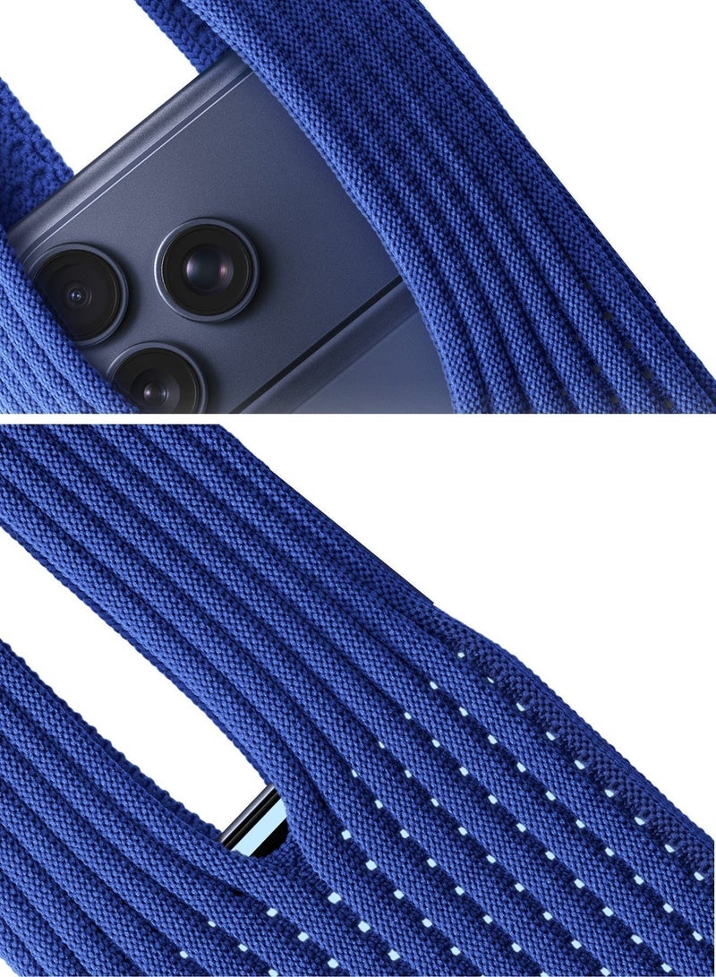DAEVO 3D Knitting Pocket Phone Bag Minimalist Ribbed Knit Wristlet Purse, 40cm Multi-functional Portable Cell Phone Holder Sleeve Sleeve for iPhone Samsung Blue - Image 2