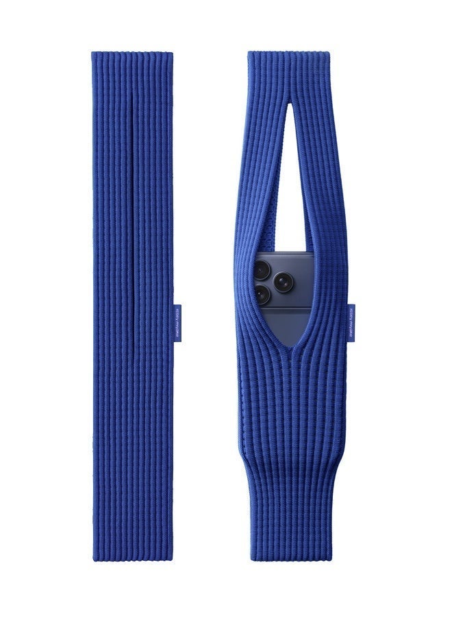 DAEVO 3D Knitting Pocket Phone Bag Minimalist Ribbed Knit Wristlet Purse, 40cm Multi-functional Portable Cell Phone Holder Sleeve Sleeve for iPhone Samsung Blue - Image 3