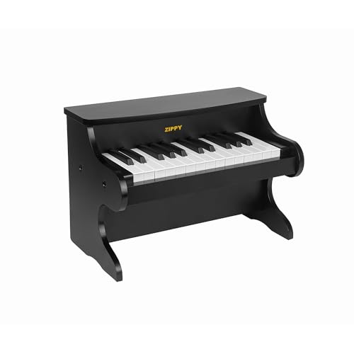 ZIPPY Kids Piano Keyboard 25 Keys Digital Piano for Kids Mini Music Educational Instrument Toy Wood Toy for Toddlers Girls Boys Black - Image 1