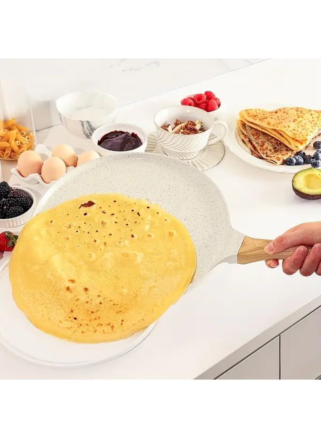 مقلاة كريب غير لاصقة مقاس 6 بوصات مع مقبض مريح، متوافقة مع الحث، خالية من PTFE و PFOA، هيكل ألومنيوم متين، باللون الأبيض، حب للمنزل والمطبخ والتخييم في الهواء الطلق - Image 3