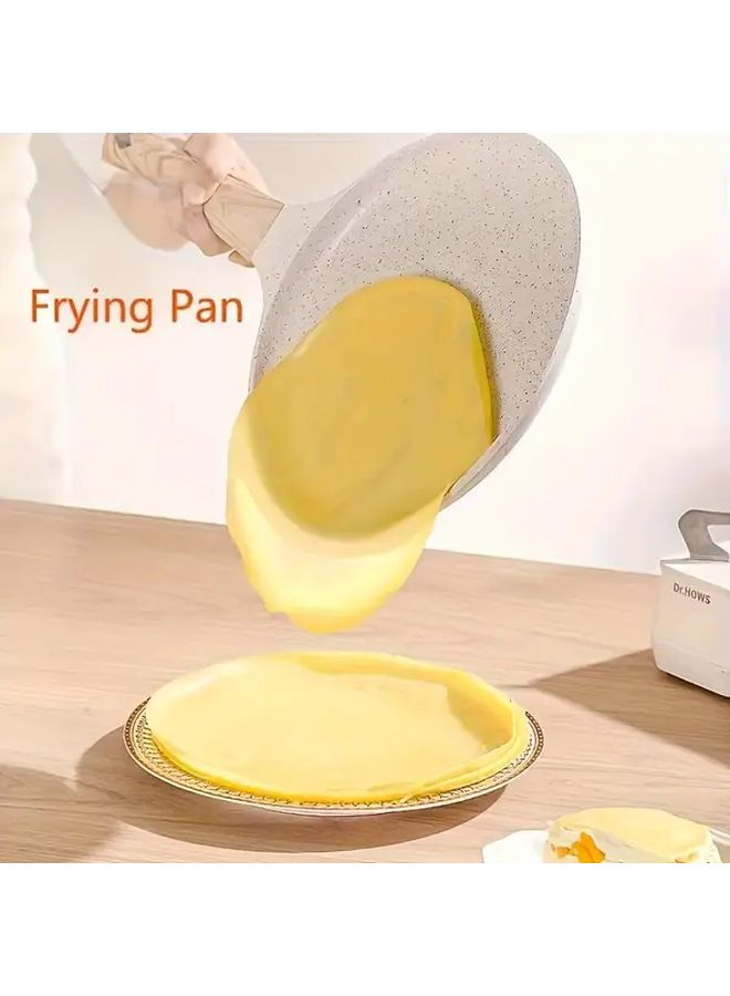 مقلاة كريب غير لاصقة مقاس 6 بوصات مع مقبض مريح، متوافقة مع الحث، خالية من PTFE و PFOA، هيكل ألومنيوم متين، باللون الأبيض، حب للمنزل والمطبخ والتخييم في الهواء الطلق - Image 1