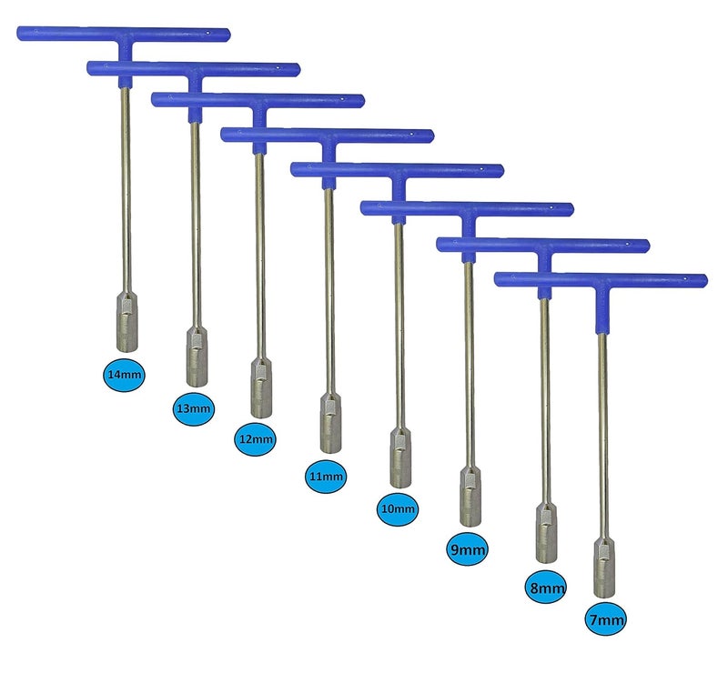 Inditrust مجموعة مفاتيح سداسية T مكونة من 8 قطع لإصلاح السيارات/الدراجات/السيارات (7 مم إلى 14 مم) (عبوة من 8) قد يختلف اللون - Image 1