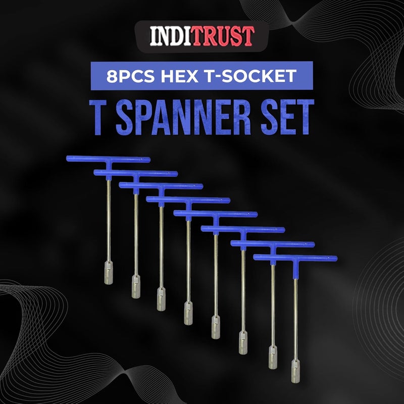 Inditrust مجموعة مفاتيح سداسية T مكونة من 8 قطع لإصلاح السيارات/الدراجات/السيارات (7 مم إلى 14 مم) (عبوة من 8) قد يختلف اللون - Image 4