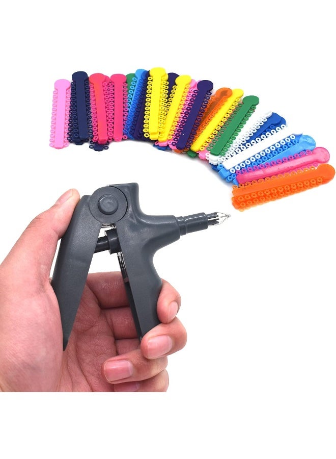 Angzhili Dental Orthodontic Ligature Ties Multi-color 1040pcs and Orthodontic Ligature Gun Gray,Braces Rubber Band Tool - Image 1