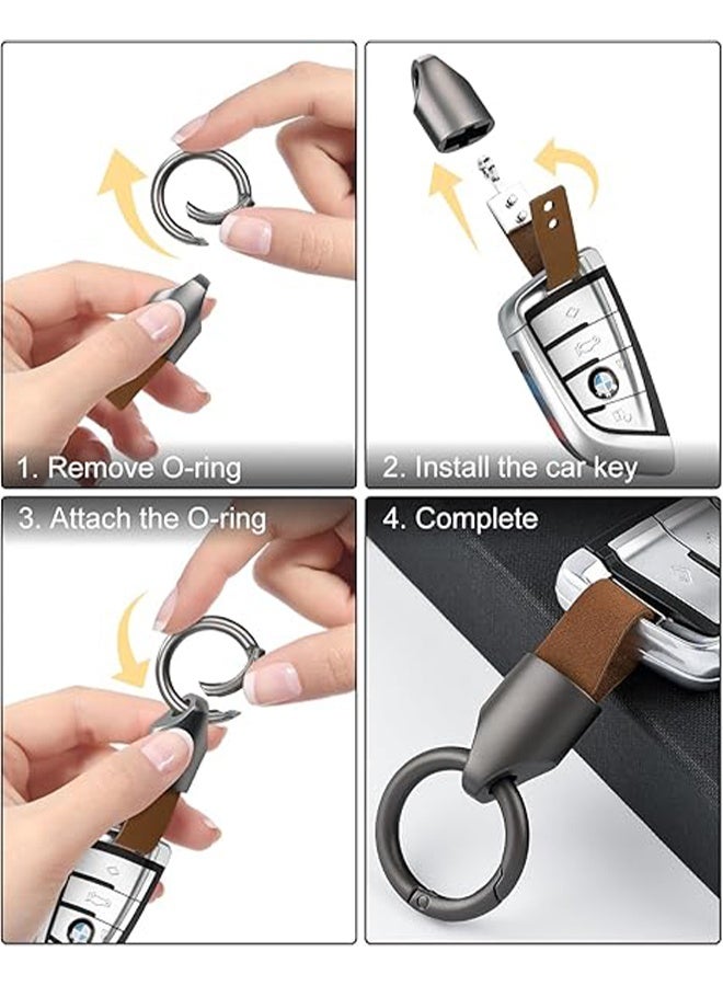 2 pcs Car Key Chain Ring Clip Keychain Ring For Keys Auto Vehicle Key Chain Accessories Universal Detachable Leather Car Keychain Small Key Fob Accessory with O-Ring Keyrings - Image 4