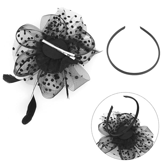 Lampostick Hat for Women Tea Party Headwear Flower Mesh Headband Wedding Cocktail Hair Clip for Girls Multicolour - Image 3