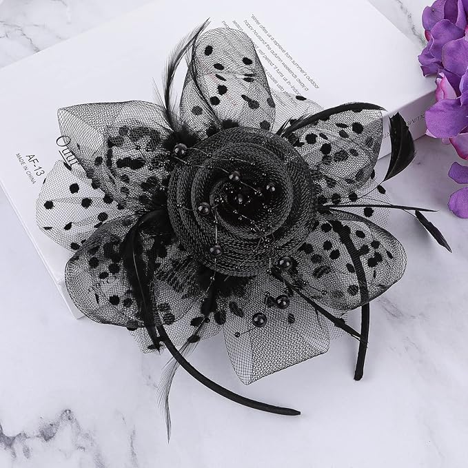 Lampostick Hat for Women Tea Party Headwear Flower Mesh Headband Wedding Cocktail Hair Clip for Girls Multicolour - Image 4