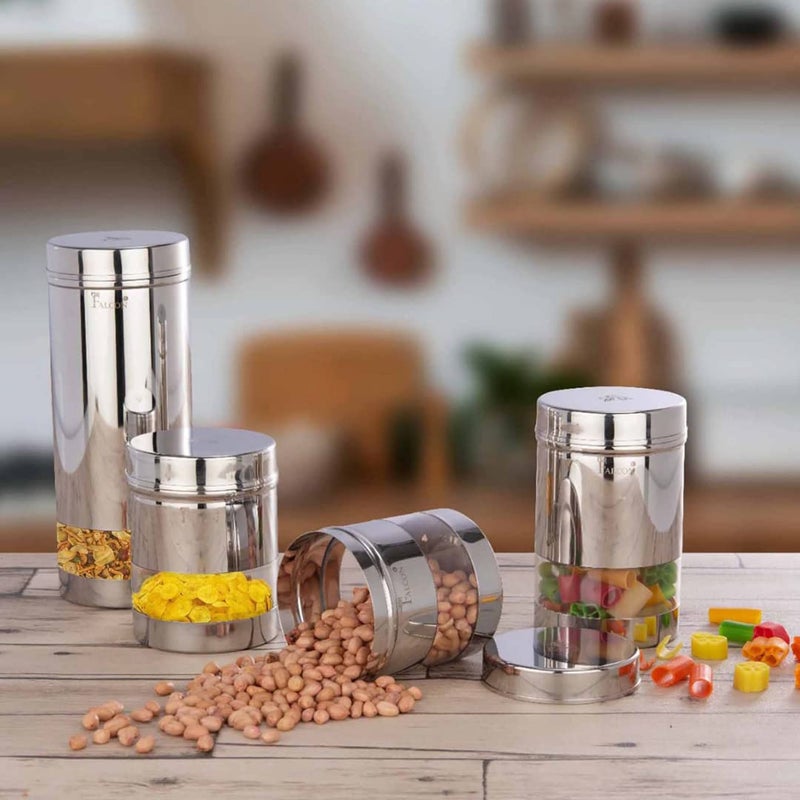 PDDFALCON Pdd Falcon Steel SNS Storage canister combo Stainless steel SNS canisterdabba Steel kitchen storage canisterjar Multipurpose storage container for kitchen Combo 2pc Silver 650ml Each - Image 2