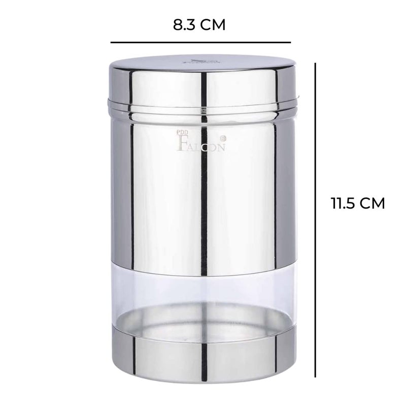 PDDFALCON Pdd Falcon Steel SNS Storage canister combo Stainless steel SNS canisterdabba Steel kitchen storage canisterjar Multipurpose storage container for kitchen Combo 2pc Silver 650ml Each - Image 4
