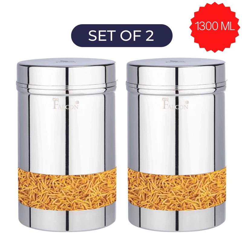PDDFALCON Pdd Falcon Steel SNS Storage canister combo Stainless steel SNS canisterdabba Steel kitchen storage canisterjar Multipurpose storage container for kitchen Combo 2pc Silver 650ml Each - Image 5