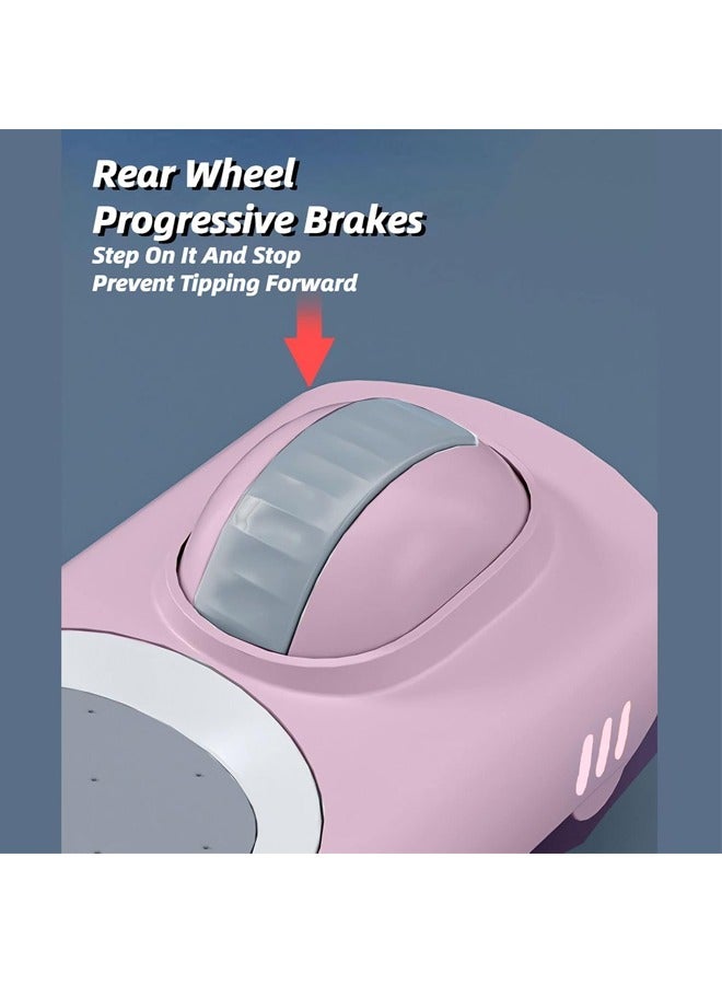 هاي هونور سكوتر ركل 3 في 1، مقود مطور بارتفاع قابل للتعديل ومقعد قابل للإزالة، و3 عجلات مضاءة بالموسيقى LED وسطح مضاد للانزلاق، للأولاد والبنات من سن 3 إلى 12 عامًا (وردي) - Image 4