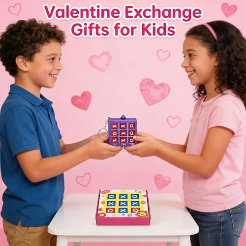 Zomiboo 16 Pcs Tic Tac Toe Game Party Favor Birthday Goodie Bag Easter Basket Stuffers Keychains for Kids 812 Classroom Prize Treasure Chest Carnival Prize Box Exchange Gift for Girl Boy 6 Color - Image 5