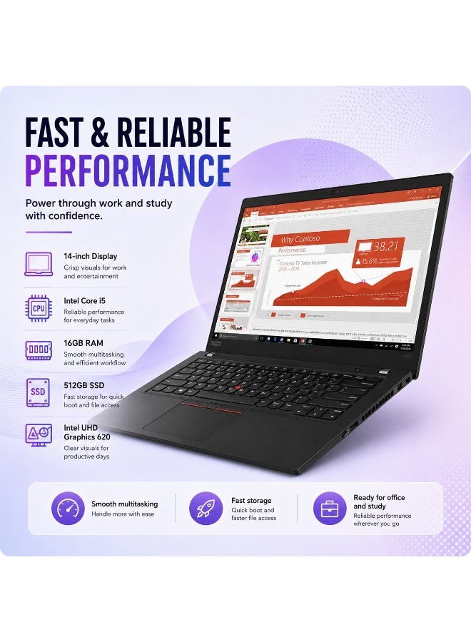 High Performance Business Laptop 14-Inch Display Core i5 Processor 16GB RAM 512GB SSD Integrated Graphics with 3 Free Gifts Backpack Wireless Mouse and Stand - Image 3