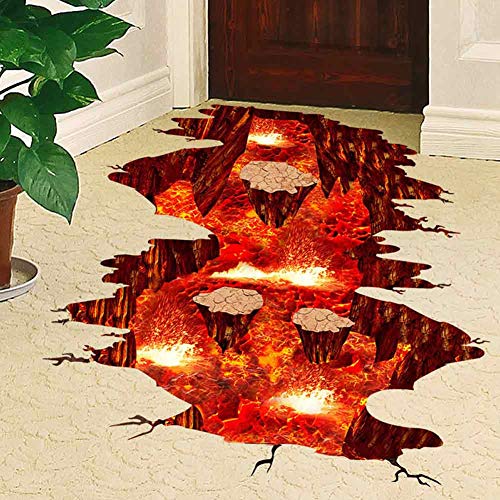 Quanhaigou Creative 3D Space Wall Decals Removable PVC Magic Floor Flame and Lava Wall Stickers Murals Wallpaper Art Decor for Home Walls Ceiling Boys Room Kids Bedroom Nursery School - Image 5