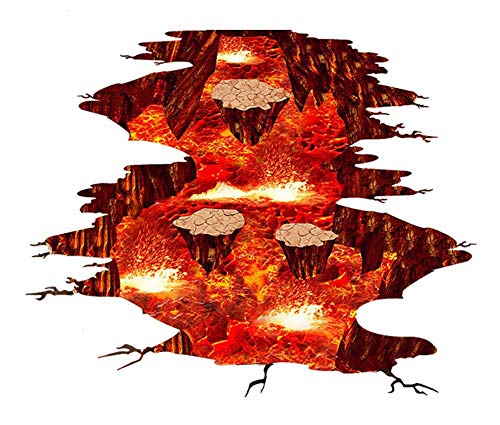 Quanhaigou Creative 3D Space Wall Decals Removable PVC Magic Floor Flame and Lava Wall Stickers Murals Wallpaper Art Decor for Home Walls Ceiling Boys Room Kids Bedroom Nursery School - Image 3