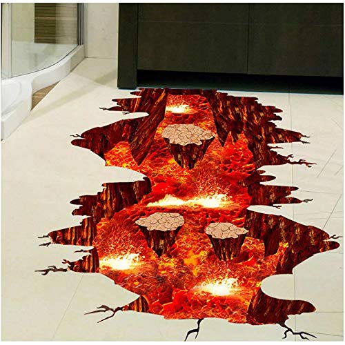 Quanhaigou Creative 3D Space Wall Decals Removable PVC Magic Floor Flame and Lava Wall Stickers Murals Wallpaper Art Decor for Home Walls Ceiling Boys Room Kids Bedroom Nursery School - Image 2