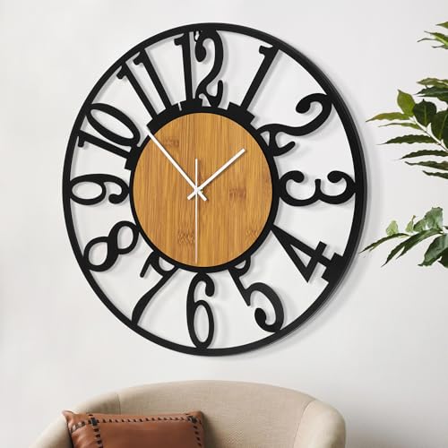 LEIKE Large Wall ClocksSilentNon TickingBattery Operated Rustic Round Modern Big Wood Wall Clock for Living Room BedroomKitchenFarmhouseOfficeHome Decor - Image 3
