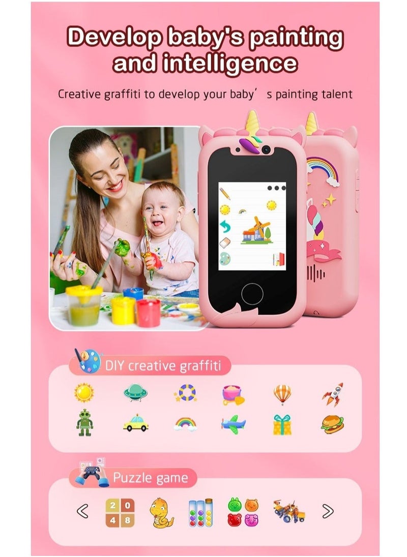 Kids Smart Phone Toys for Girls Ages 3-8 Toddler Play Travel Toys with Dual Camera, Unicorn Educational Learning Games Puzzles MP3 Music Player Birthday Gifts for Kids(Pink) - pzsku/ZC64F9194CD3B906ADCD6Z/45/_/1728726457/dcf90274-69a0-4cea-b339-d887fbb52611