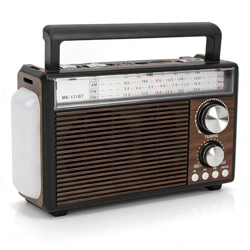 Zunate Retro AM FM Radio Shortwave Portable Vintage Radio with Antenna and BT Chip Battery Operated or AC Power Retro Radio with Big Bluetooth Speaker for Home Kitchen Outdoor US Plug - Image 1