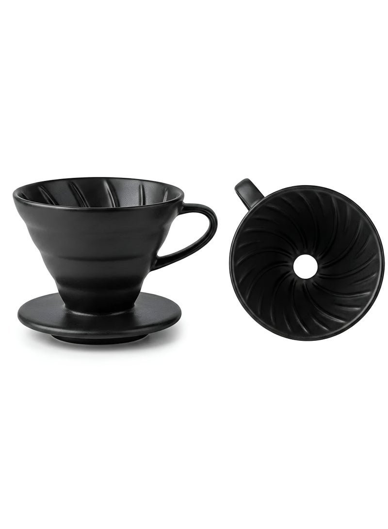 High-Quality Ceramic V60 Coffee Dripper, Size (2-4 Cups), Elegant Black, for Professional Specialty Coffee Brewing - Image 4