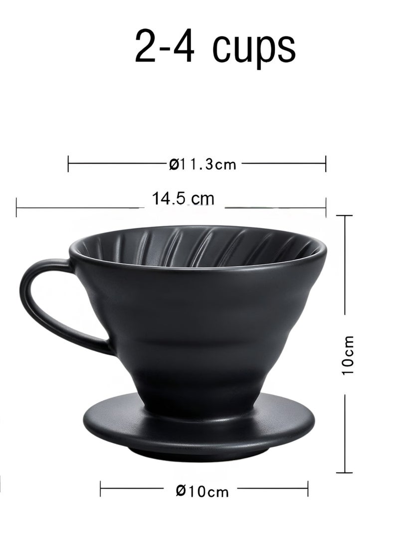 High-Quality Ceramic V60 Coffee Dripper, Size (2-4 Cups), Elegant Black, for Professional Specialty Coffee Brewing - Image 5