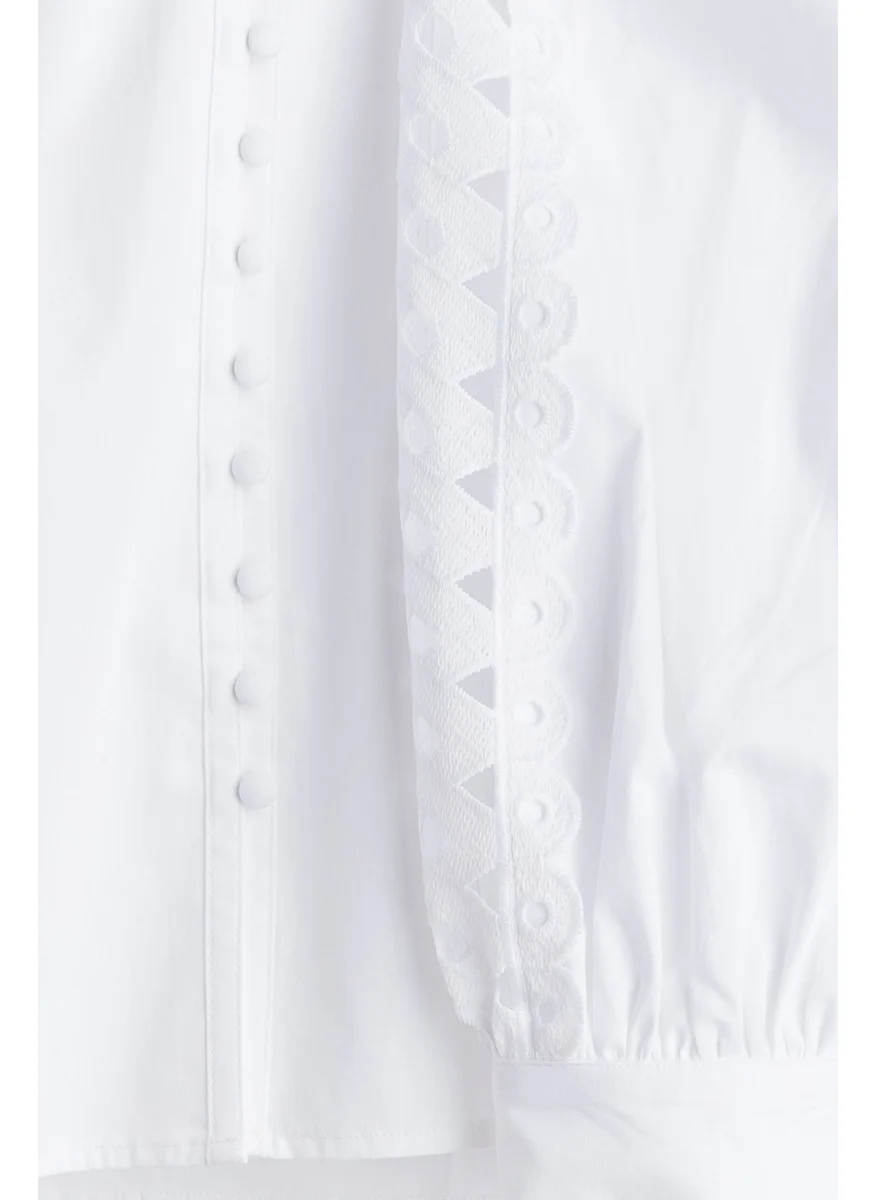 اتش اند ام Embroidery-Detail Cotton Blouse