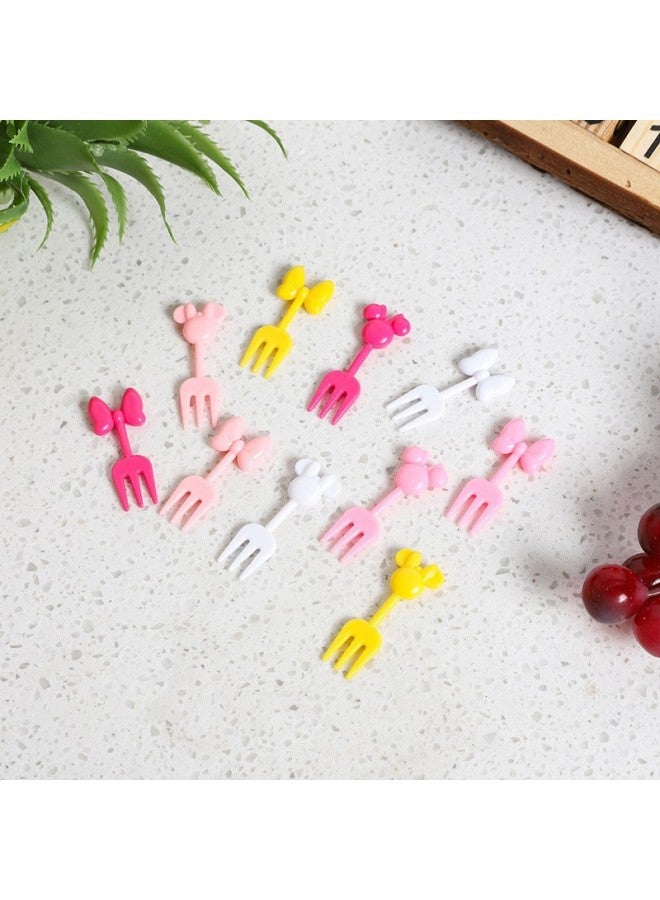 Cartoon Animal Children's Plastic Fruit Fork Household Bento Sign Suit Cute Party Food Grade Fruit Dim Fork-Color:(opp Bag)-Specifications:10pc Mouse  - Image 1