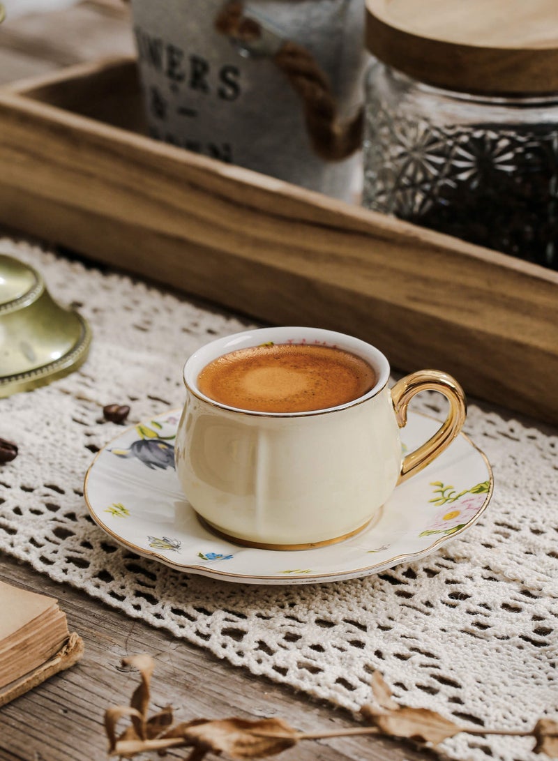 Shuer Ceramic Coffee cup, Espresso cup，Arabic coffee cup，Turkish coffee cup, Cup and Saucer Set Suitable for Home Office Restaurant Gifts Garden Party Home Afternoon Tea Set - Image 1