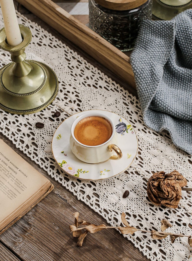 Shuer Ceramic Coffee cup, Espresso cup，Arabic coffee cup，Turkish coffee cup, Cup and Saucer Set Suitable for Home Office Restaurant Gifts Garden Party Home Afternoon Tea Set - Image 2