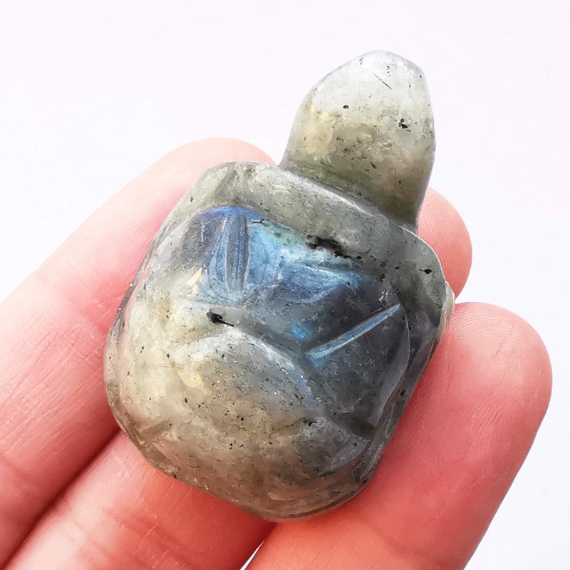 Bacatgem 1 Pcs Natural Moonstone Tortoise Crystals and Healing Stones 15 Hand Carved Animal Collectible Sculpture Fengshui Healing Crystal