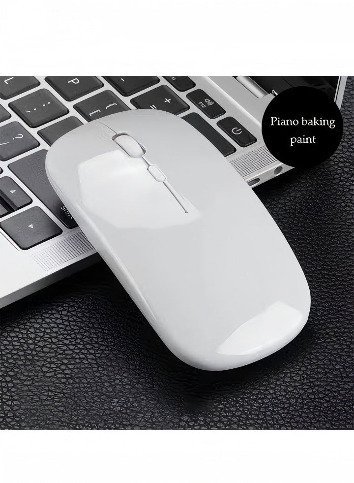 Wireless Bluetooth Mouse，Rechargeable Silent Bluetooth Mouse，Computer Mice with USB Receiver，Wireless Mouse for MacBook pro MacBook Air/iMac/Laptop/Notebook/pc，White - Image 2