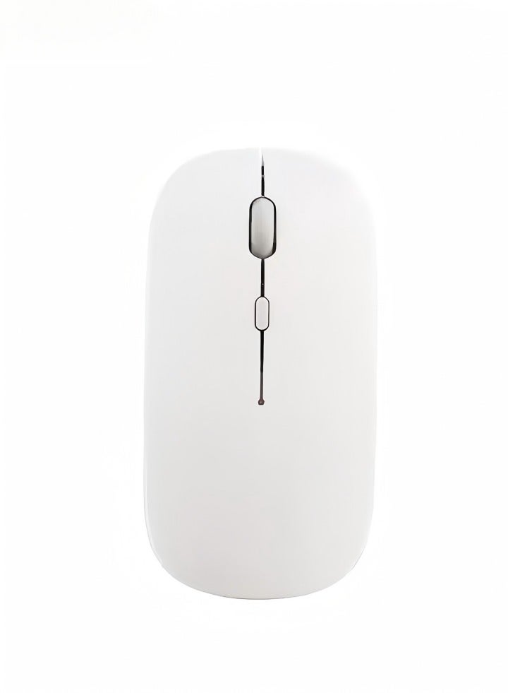 Wireless Bluetooth Mouse，Rechargeable Silent Bluetooth Mouse，Computer Mice with USB Receiver，Wireless Mouse for MacBook pro MacBook Air/iMac/Laptop/Notebook/pc，White - Image 1