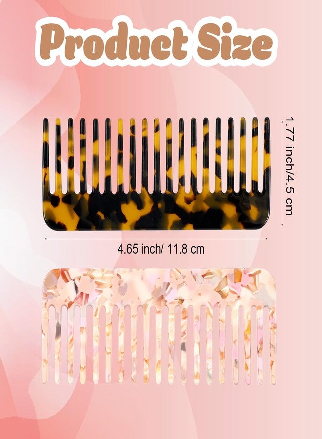 Thrymme 2PCS Large Wide Tooth Comb for Women, Tortoise Shell Comb for Thick Curly Wavy Wet Dry Hair, Suitable for Women Girls, Apricot Pattern (4.65×1.77 inch) - Image 2