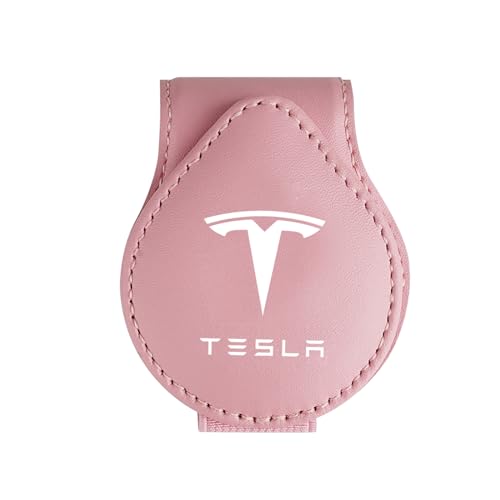 ONKENTET Sunglasses Holder Compatible with Tesla Model Y 3 X S Cybertruck Leather Magnetic Glasses Mount Holder Eyeglasses Sunglasses Clip Visor Sunglass Holder Accessories Gifts for Owners Pink - Image 1