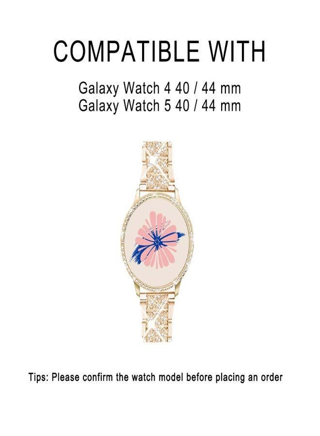 Mosonio Compatible with Samsung Galaxy Watch 5 Band / Samsung Galaxy Watch 4 Band , 20 mm Rose Gold Bling Galaxy Watch Band with 40 mm Cover Case, Jewelry Metal Wristband for Women（Rose Gold,40 mm） - Image 2