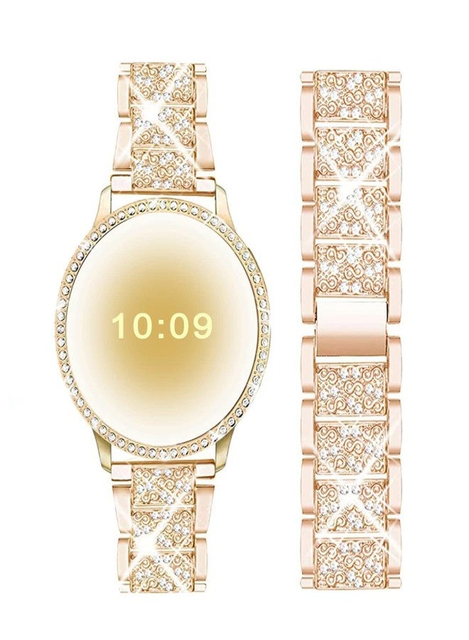 Mosonio Compatible with Samsung Galaxy Watch 5 Band / Samsung Galaxy Watch 4 Band , 20 mm Rose Gold Bling Galaxy Watch Band with 40 mm Cover Case, Jewelry Metal Wristband for Women（Rose Gold,40 mm） - Image 1