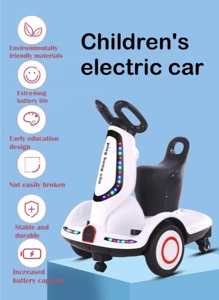 Multifunctional electric scooter for kids, four-wheeled electric scooter for toddlers with two-wheel drive, music and lights, UK plug, electric scooter for children aged 3 to 7 years, boys and girls - Image 2
