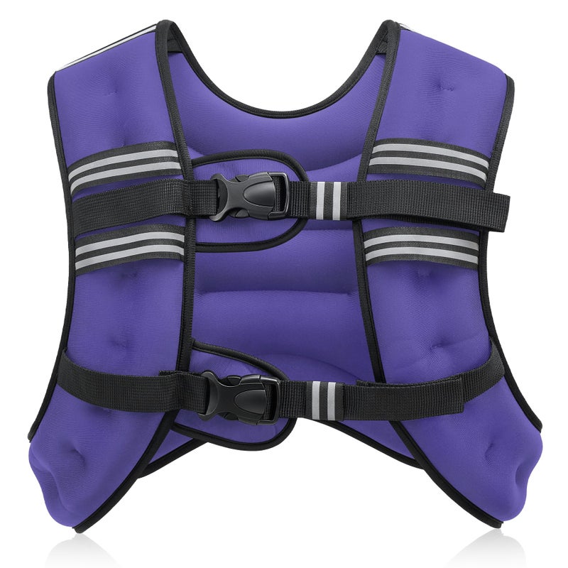 ZELUS Weighted Vest, 6lb/8lb/12lb/16lb/20lb/25lb/30lb Weight Vest with Reflective Stripe for Workout, Strength Training, Running, Fitness, Muscle Building, Weight Loss, Weightlifting, Violet(16 lb) - Image 1
