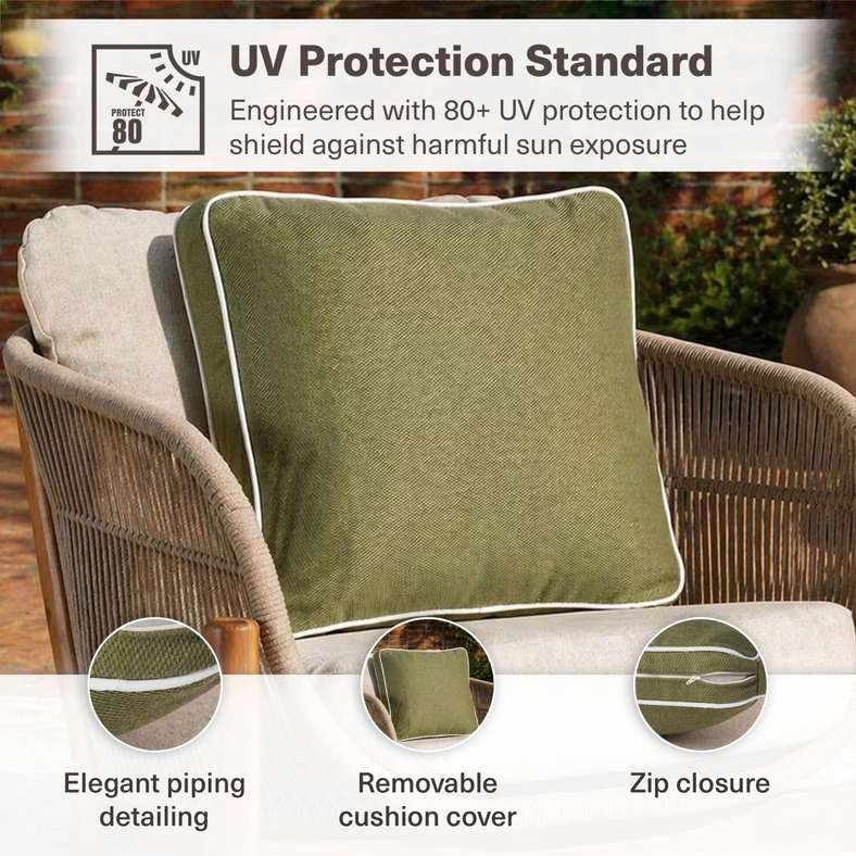 Pan Home Back Cushion with Zipper Closure 240 GSM - 56X50X7 Cm - Olive - 065MIC9900047 - Image 4