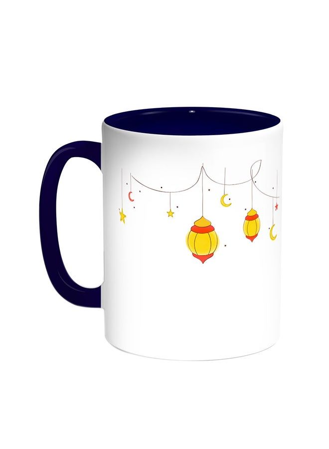 RKN Ramadan Lanterns Printed Coffee Mug Blue/White 11ounce - Image 1
