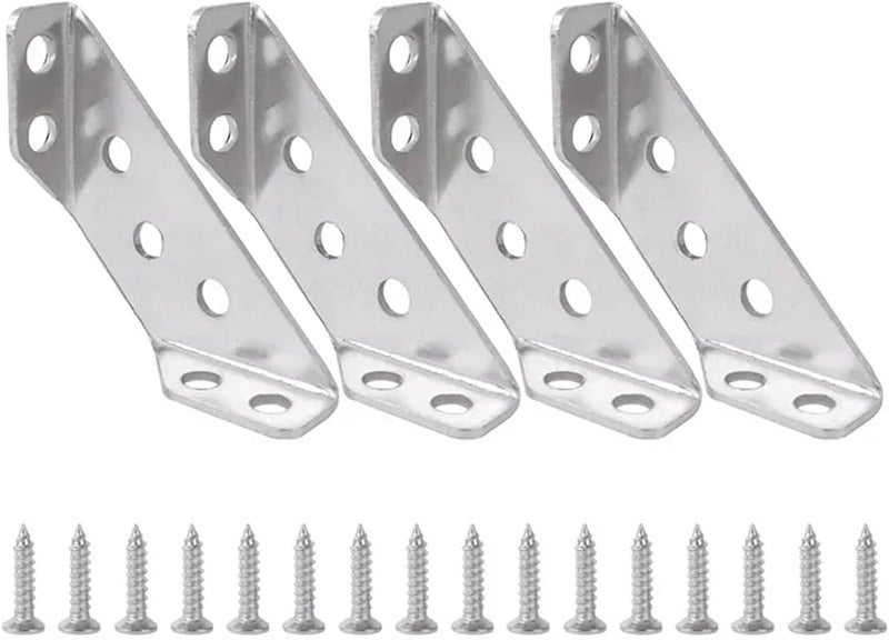 Stainless Steel Angle Brackets 60PCS Corner Shelf Connector Cabinet Support with Screws - Image 1