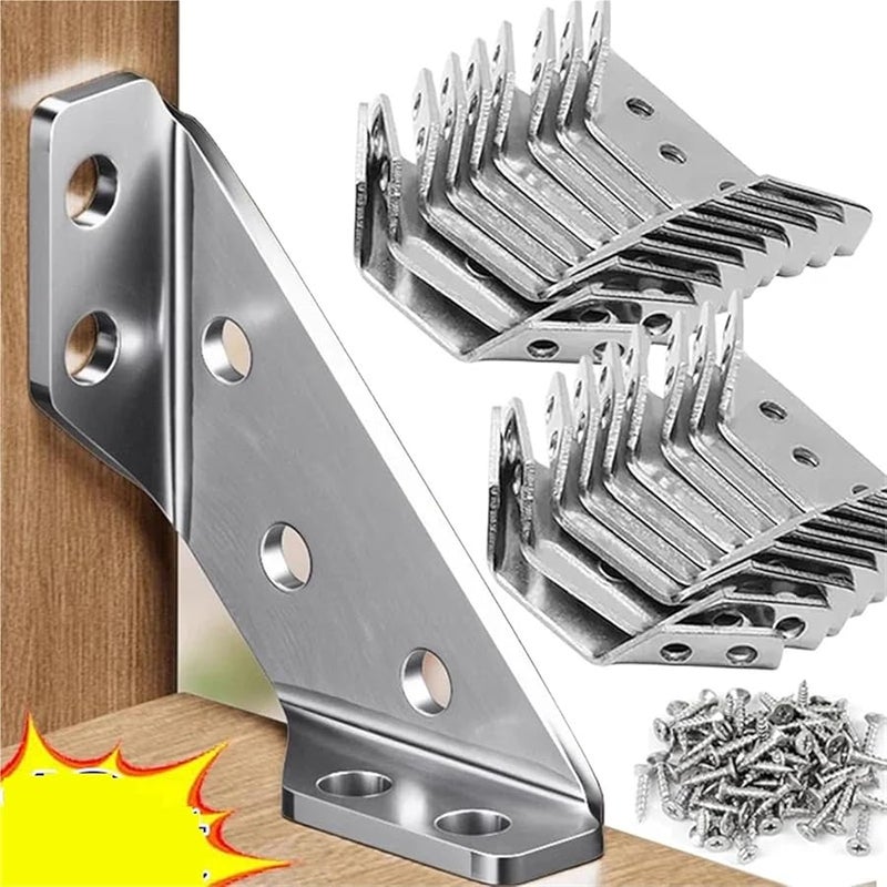 Stainless Steel Angle Brackets 60PCS Corner Shelf Connector Cabinet Support with Screws - Image 3