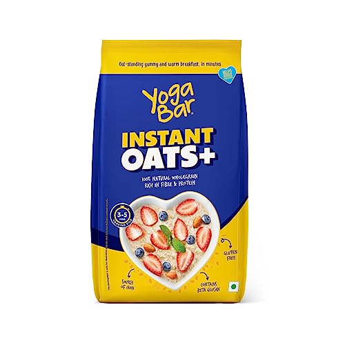 Yogabar Instant Oats 1Kg | Premium, Ready to Cook, Gluten Free Oats with High Fibre, 100% Whole Grain, Non-GMO, 1Kg - Image 1